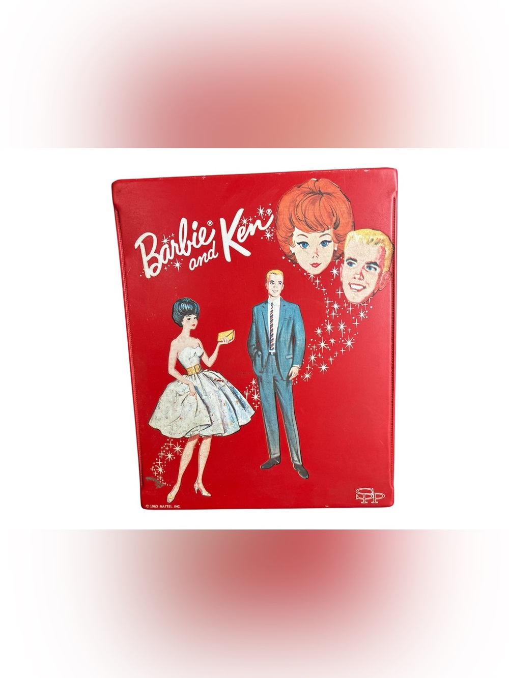 1963 Mattel Barbie Ken Bright Red Doll Carrying Case Toy Suitcase Vinyl Vintage